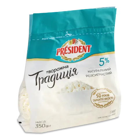 Сир кисломолочний President «Творожна традиція» 5%