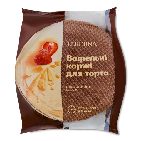 Коржі вафельні Lekorna для торта з додаванням какао