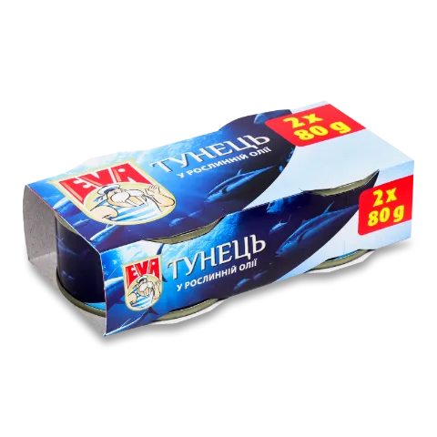 Тунец EVA филе в растительном масле 2*80г/уп.