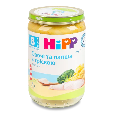 Пюре Hipp овочі і локшина з тріскою
