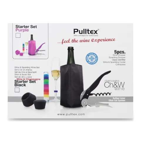 Набор для вина и шампанского Pulltex черный 5шт