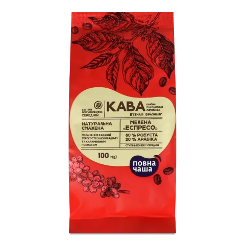 Кофе молотый «Повна Чаша» «Эспрессо» натуральный жареный 100г