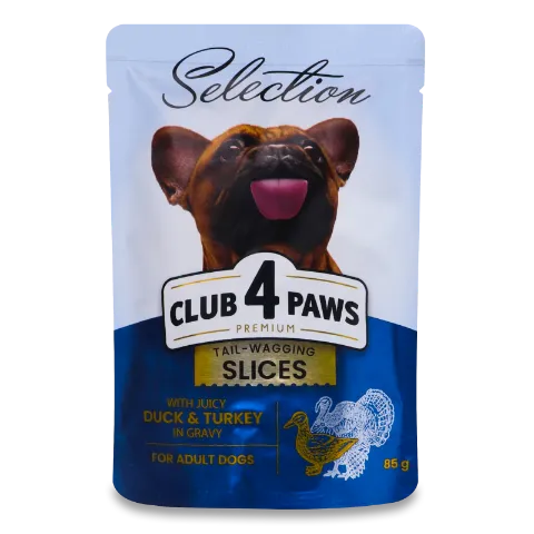 Корм д/собак Club 4 Paws Selection утка-инд соус