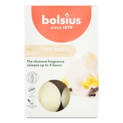 Н-р Bolsius Свечи Ваниль аромат чайные 6шт