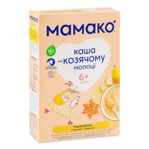 Каша «Мамако» пшенична на козячому молоці з грушею і бананом