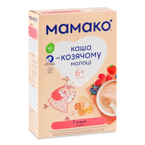 Каша 7 злаків Мамако на козячому молоці з ягодами