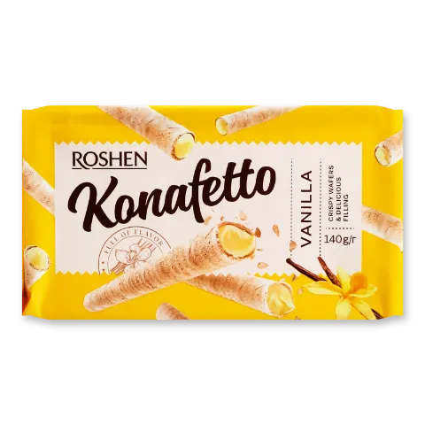 Трубочки Roshen Konafetto вафельні ванільна начинка
