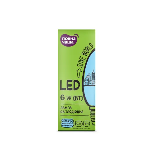 Лампа Повна Чаша LED C37 6W 4100K E14
