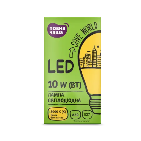 Лампа Повна Чаша LED A60 10W 3000K E27