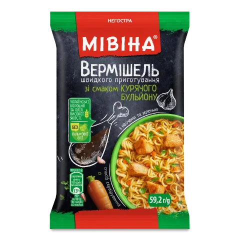 Вермішель «Мівіна» зі смаком курячого бульйону негостра