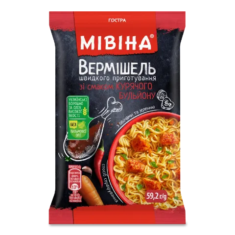 Вермішель «Мівіна» зі смаком курки гостра