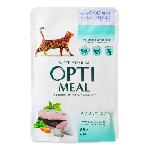 Корм для котов Optimeal треска-овощи в желе