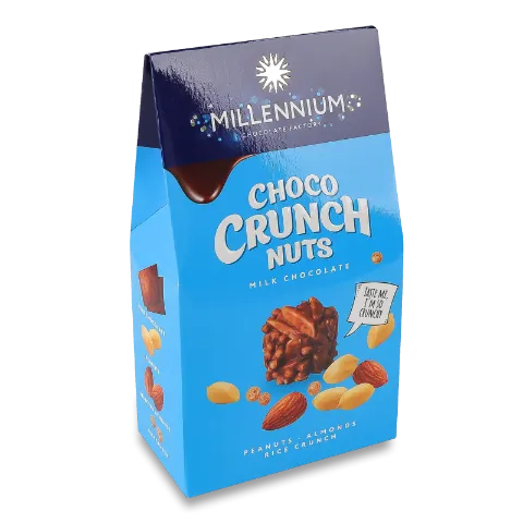 Цукерки Millennium Choco Crunch арахіс-мигдаль-рисові кульки