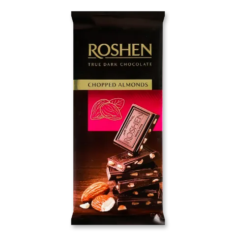Шоколад Roshen чорний з підсоленим мигдалем