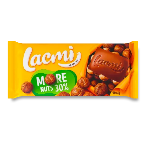 Шоколад Roshen Lacmi молочний з цілим лісовим горіхом - Купити в