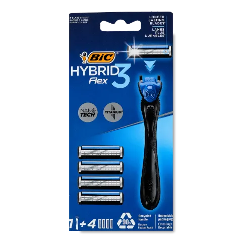Бритва BIC Flex 3 Hybrid с 4 сменными кассетами