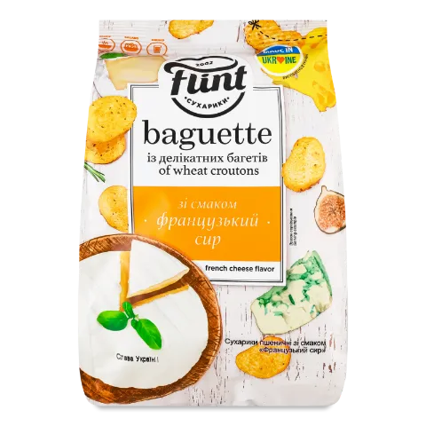 Сухарики Flint Baguette пшеничні зі смаком французького сиру