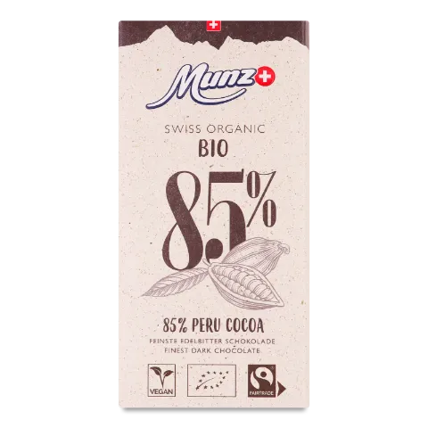 Шоколад Munz чорний з какао-бобами з Перу органічний 85% - Купити