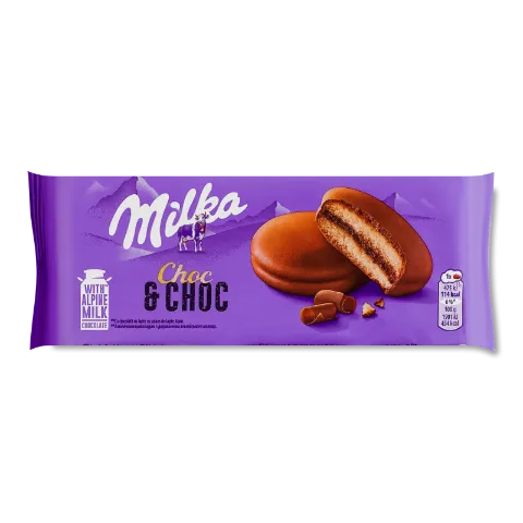 Пирожное-сэндвич Milka шокол начин покрыт мол шок