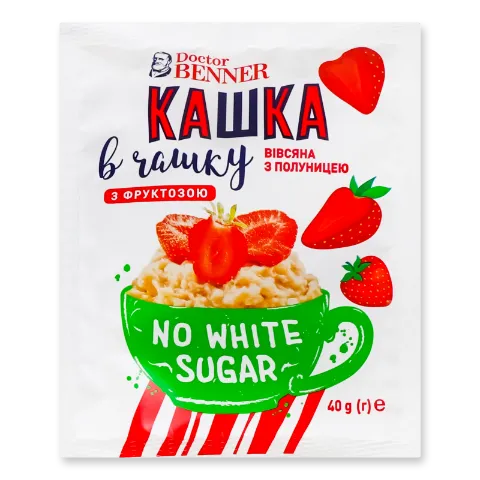 Каша вівсяна Doctor Benner в чашку з полуницею