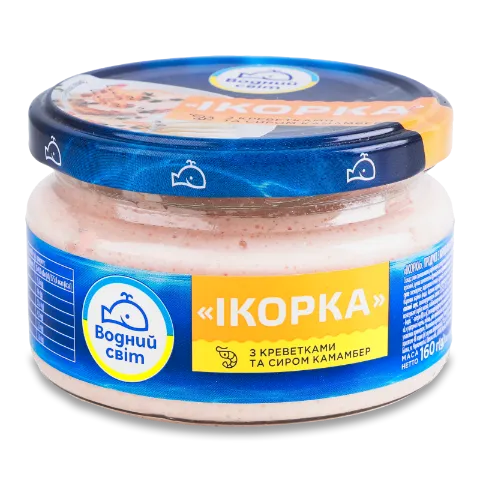 Паста «Водний світ» з ікри скандинавських риб, з креветками та сиром камамбер