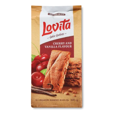 Печиво Roshen Lovita Cake Cookies з вишнево-ванільною начинкою