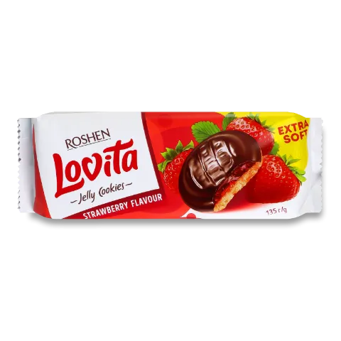 Печиво Roshen Lovita Jelly Cookies зі смаком полуниці