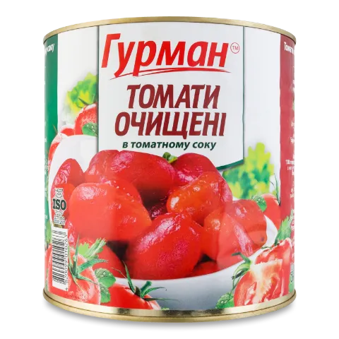 Томати «Гурман» очищені в томатному соку цілі