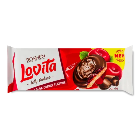 Печиво Roshen Lovita Jelly Cookies Cocoa-cherry