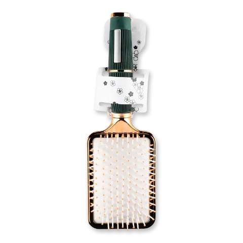 Щітка масажна д/волосся прямокутна золот-чорн Y36