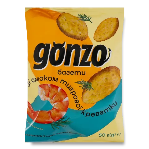 Сухарики пшеничні Gonzo зі смаком тигрових креветок