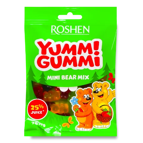 Цукерки Roshen Yummi Gummi Mini Bear Mix желейні