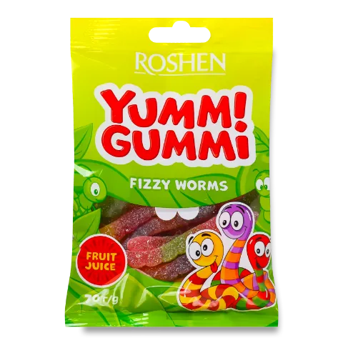 Цукерки Roshen Yummi Gummi Fizzy Worms желейні