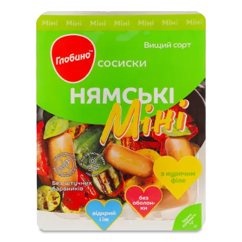 Сосиски «Глобино» «Нямські» з курячим філе міні б/о в/ґ