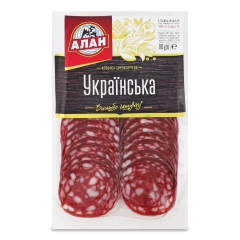 Ковбаса «Алан» «Українська» нарізка с/к в/ґ