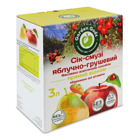 Сік-смузі Garden Gadz яблучно-грушевий з м’якоттю