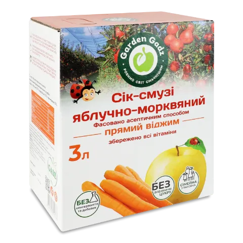 Сік-смузі Garden Gadz яблучно-морквяний з м'якоттю