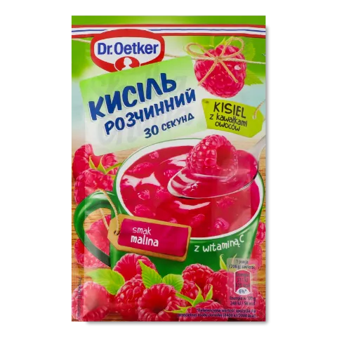 Кисіль Dr.Oetker смак малини зі шматочками фруктів