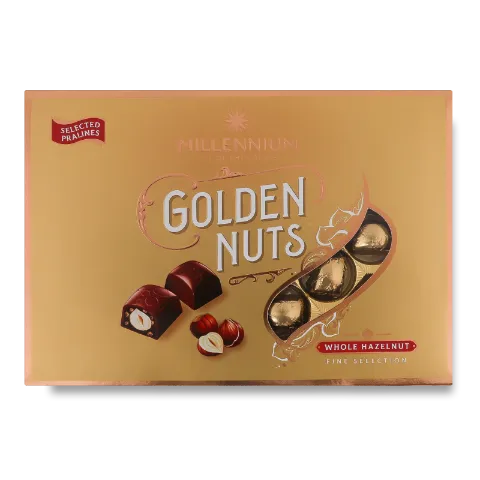 Цукерки Millennium Golden Nuts з цілими лісовими горіхами
