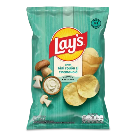 Чипси Lay's картопляні зі смаком білих грибів зі сметаною