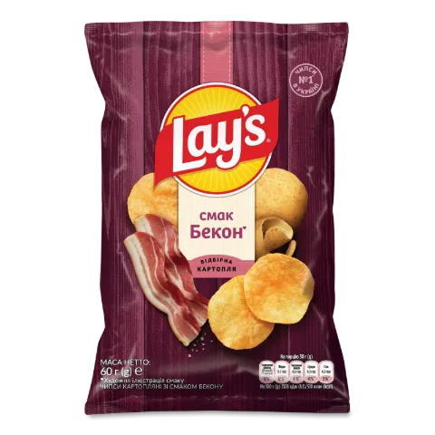 Чипси Lay's картопляні зі смаком бекону