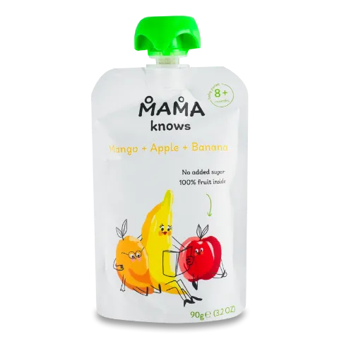 Пюре Mama knows з манго, яблук та бананів