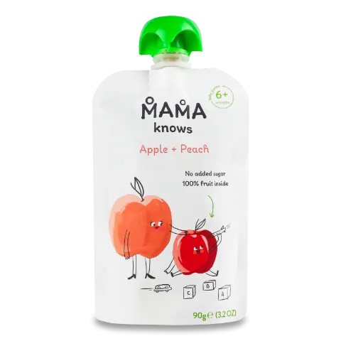 Пюре Mama knows яблучно-персикове без цукру
