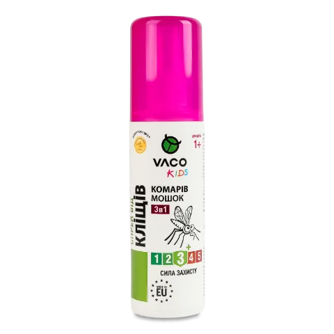 Спрей від комарів/кліщів/мошок Vaco Kids 3в1 1р+