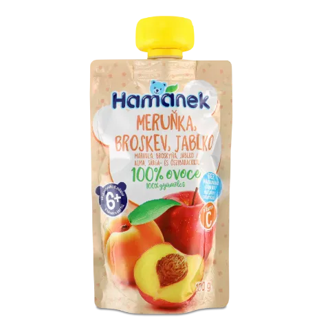 Пюре Hamanek яблуко-абрикос-персик з вітаміном С