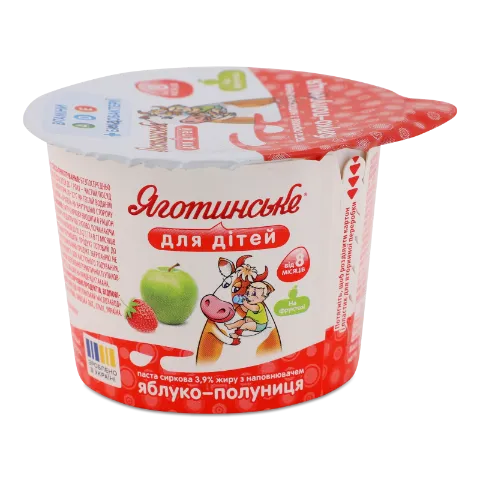 Паста сиркова Яготинське для дітей яблуко-полуниця 3,9%