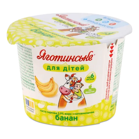 Паста сиркова Яготинське для дітей банан 3,9%