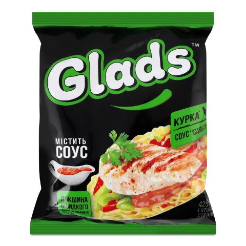 Лапша Glads «Курица и соус Сальса» быстрого приготовления 75г