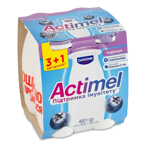 Продукт кисломолочний Actimel чорниця 1,4%, пляшка