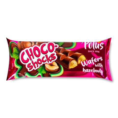 Вафлі Polus Choco-shocks з горіхом фундук